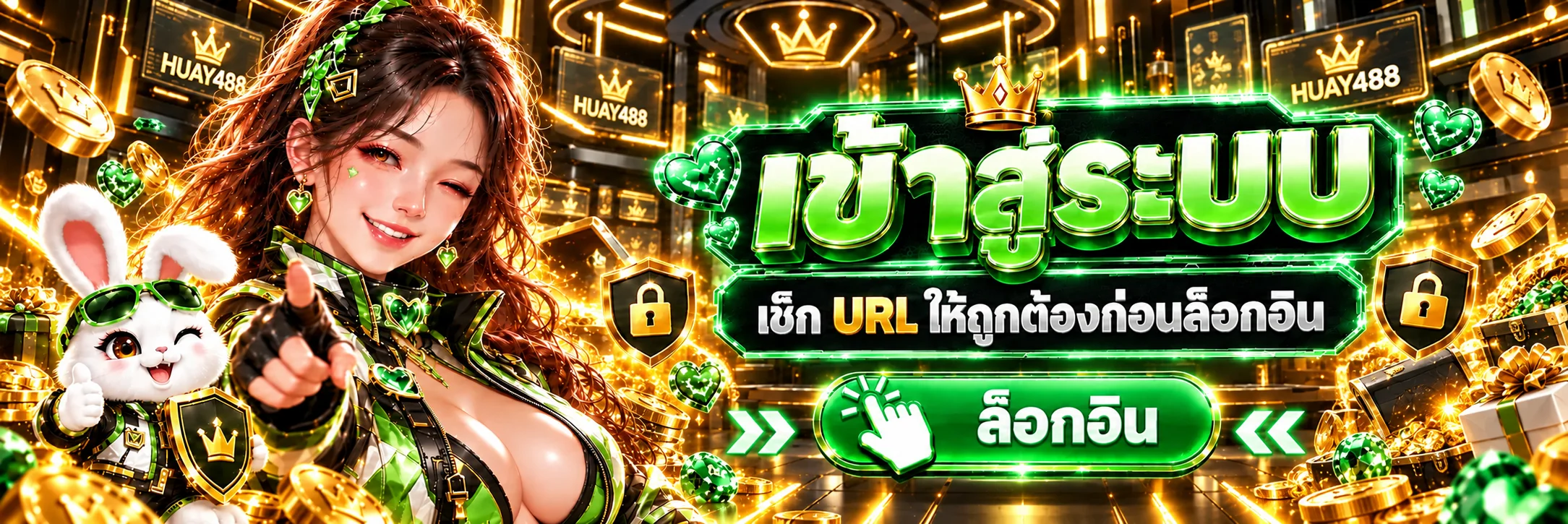 HUAY488 ทางเข้าและปุ่มล็อกอินบนโดเมนหลัก